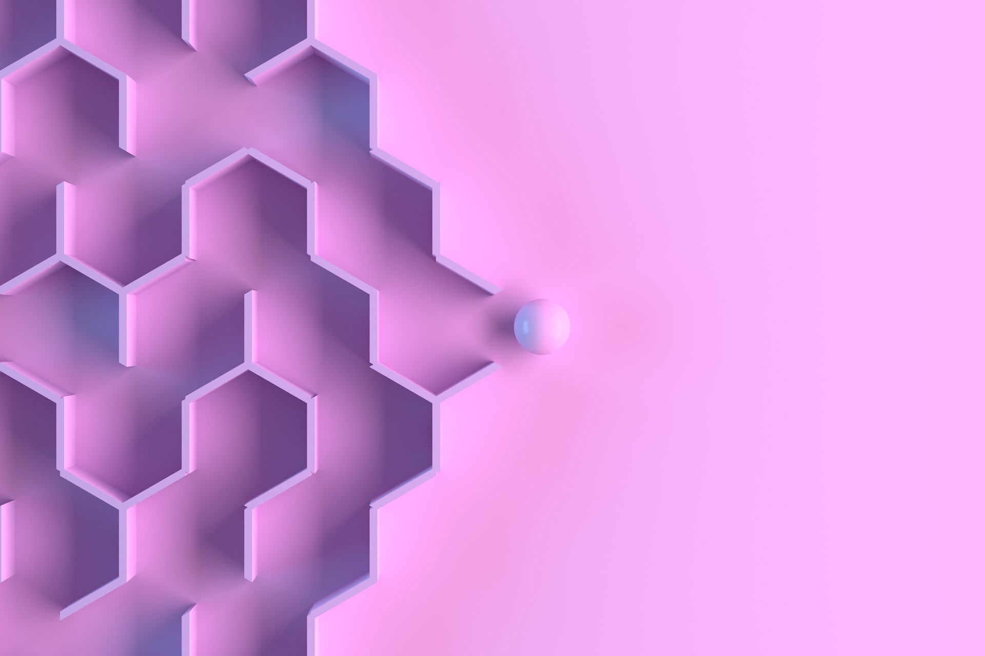 Hexagonal labyrinth, maze, neon lighting Hexagonal labyrinth, maze, neon lighting